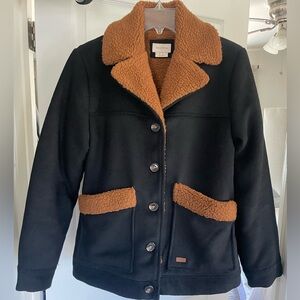 Brixton Black Jacket with Tan Sherpa Trim